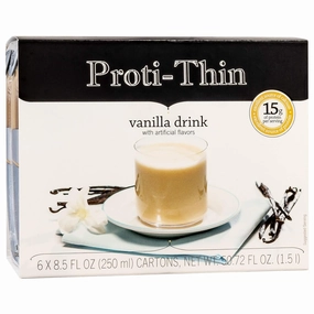 Proti-Thin Creamy Vanilla High Protein Ready to Drink, 15g Protein, Low Calorie, Low Fat, Low Sugar, KETO Diet Friendly, Ideal Protein Compatible Shake, No Gluten Ingredients, 6 Single Servings