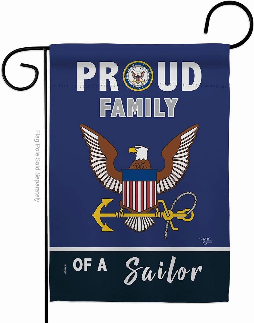 Proud Family Sailor Garden Flag - Armed Forces Navy USN Seabee United State American Military Veteran Retire Official - House Decoration Banner Small Yard Gift Double-Sided Made In USA 13 X 18.5