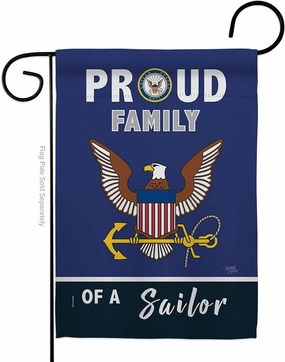 Proud Family Sailor Garden Flag - Armed Forces Navy USN Seabee United State American Military Veteran Retire Official - House Decoration Banner Small Yard Gift Double-Sided Made In USA 13 X 18.5