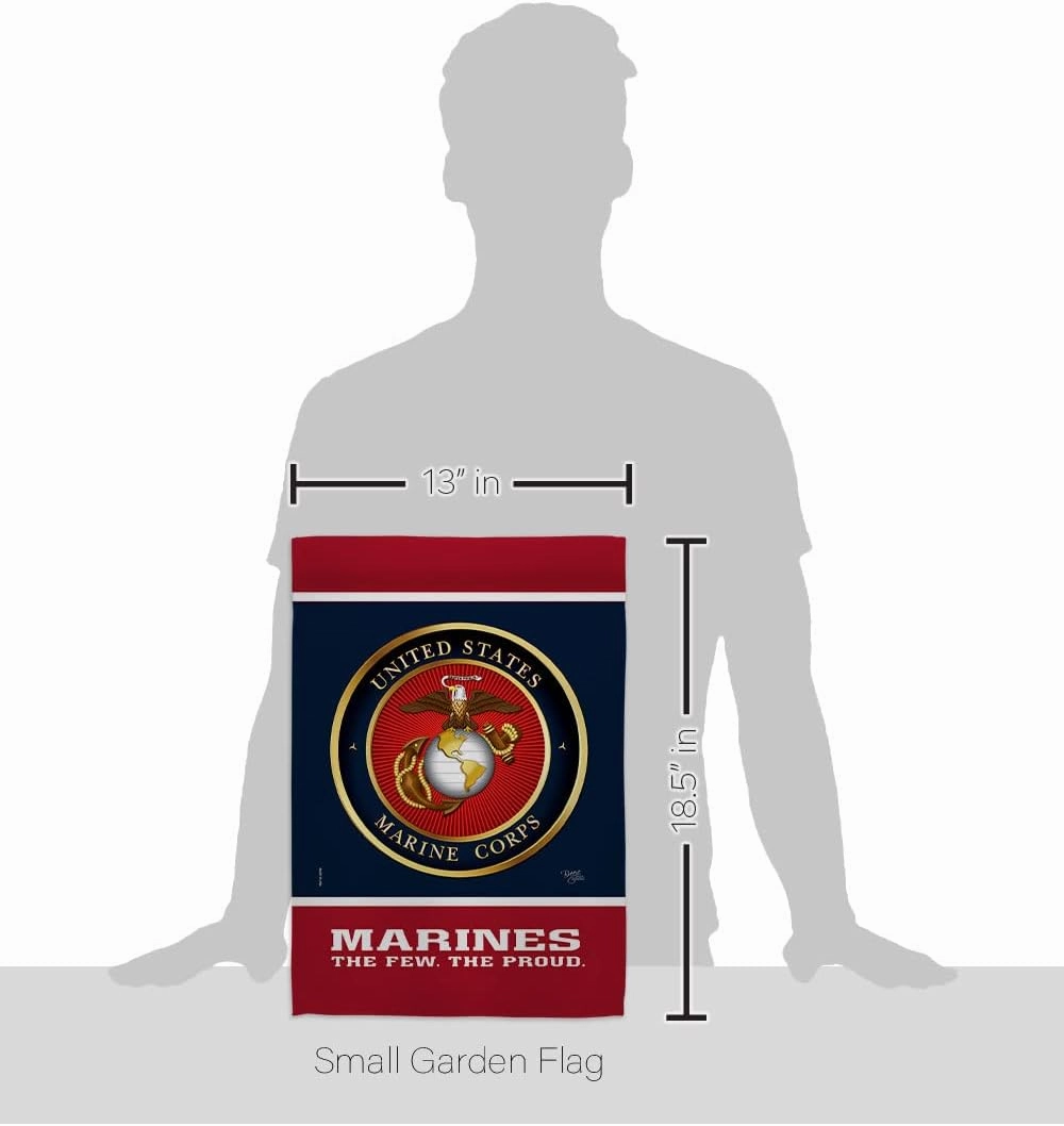Proud Marine Corps Garden Flag - Armed Forces USMC Semper Fi United State American Military Veteran Retire Official - House Decoration Banner Small Yard Gift Double-Sided Made In USA 13 X 18.5