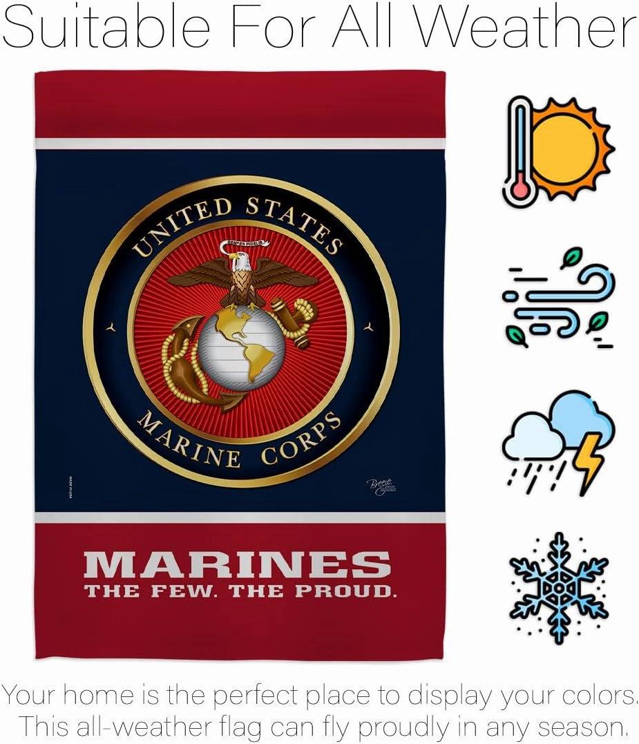 Proud Marine Corps Garden Flag - Armed Forces USMC Semper Fi United State American Military Veteran Retire Official - House Decoration Banner Small Yard Gift Double-Sided Made In USA 13 X 18.5