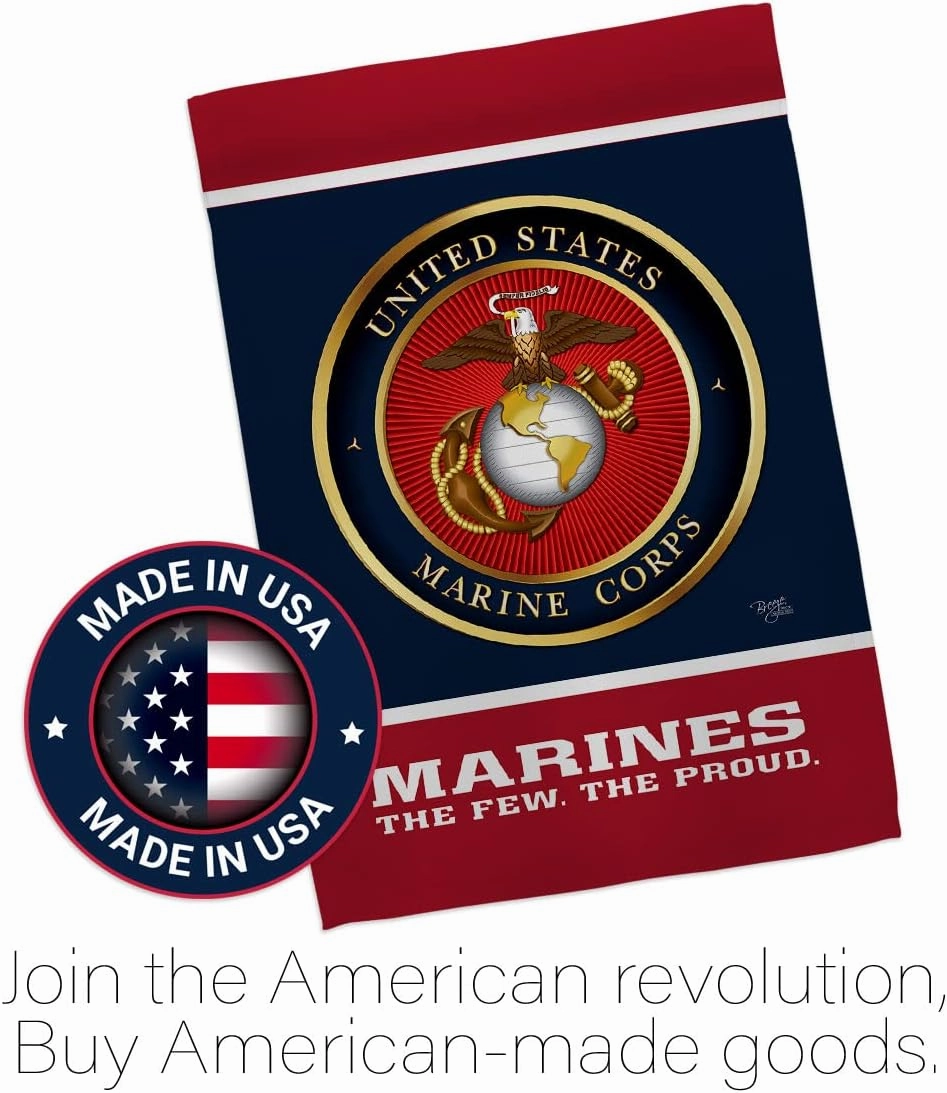 Proud Marine Corps Garden Flag - Armed Forces USMC Semper Fi United State American Military Veteran Retire Official - House Decoration Banner Small Yard Gift Double-Sided Made In USA 13 X 18.5
