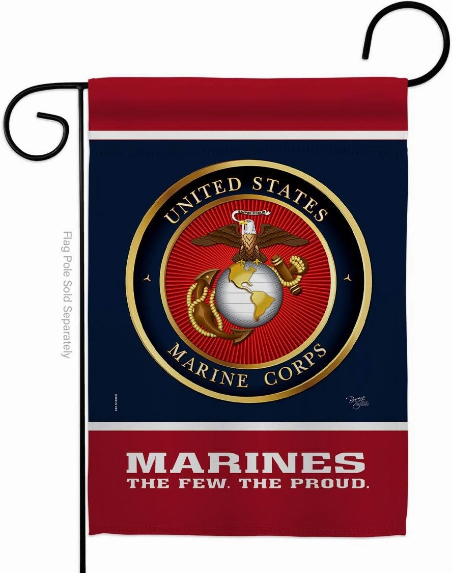 Proud Marine Corps Garden Flag - Armed Forces USMC Semper Fi United State American Military Veteran Retire Official - House Decoration Banner Small Yard Gift Double-Sided Made In USA 13 X 18.5
