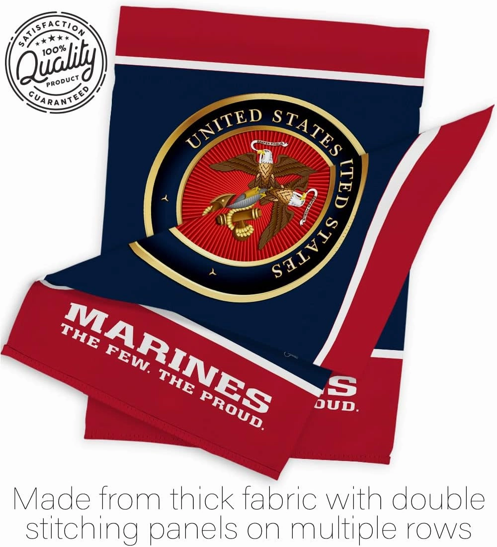 Proud Marine Corps Garden Flag - Armed Forces USMC Semper Fi United State American Military Veteran Retire Official - House Decoration Banner Small Yard Gift Double-Sided Made In USA 13 X 18.5