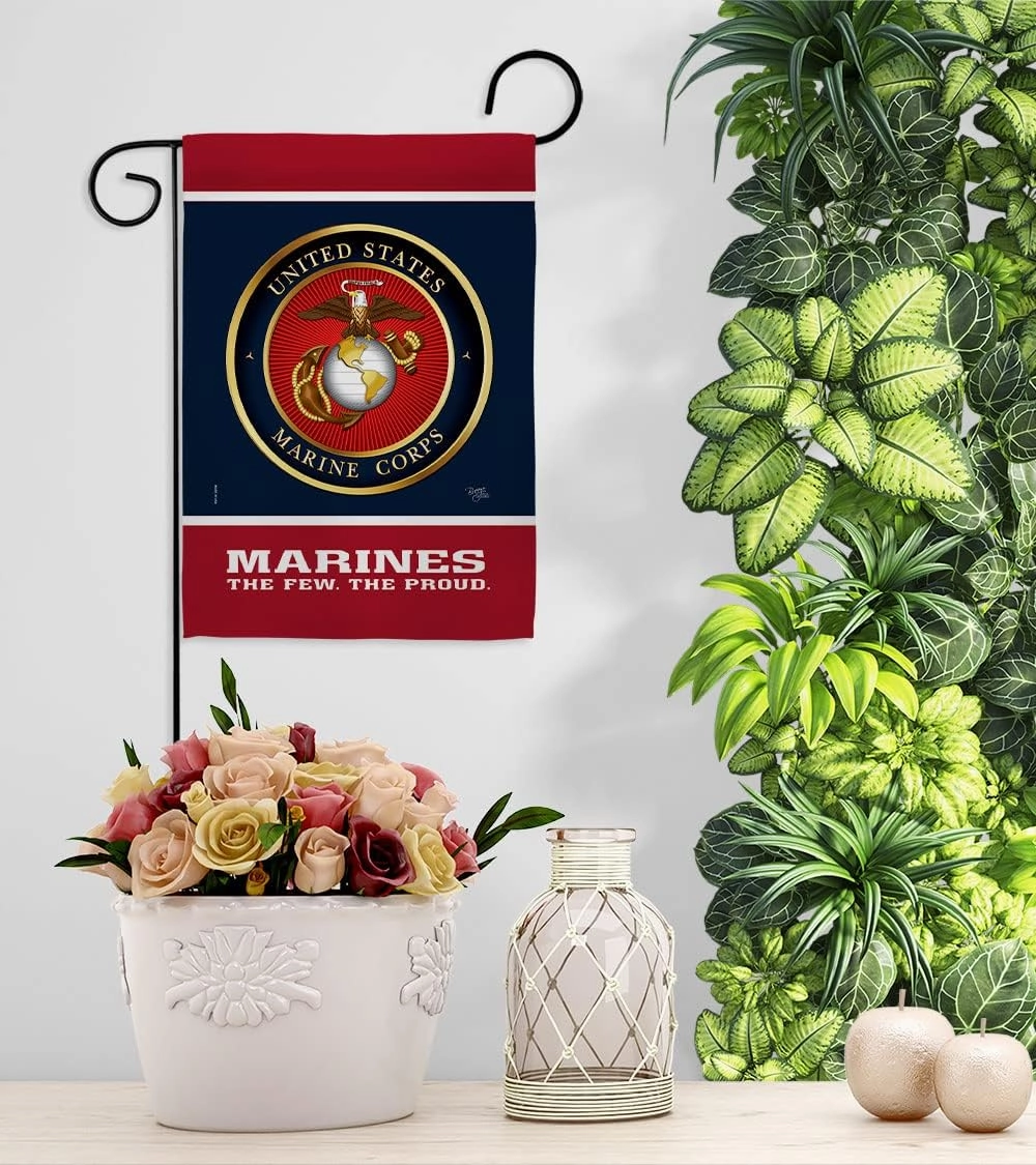 Proud Marine Corps Garden Flag - Armed Forces USMC Semper Fi United State American Military Veteran Retire Official - House Decoration Banner Small Yard Gift Double-Sided Made In USA 13 X 18.5