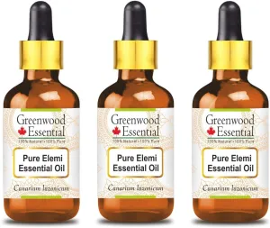 Pure Elemi Essential Oil (Canarium luzonicum) with Glass Dropper Steam Distilled (Pack of Three) 100ml X 3 (10.1oz)