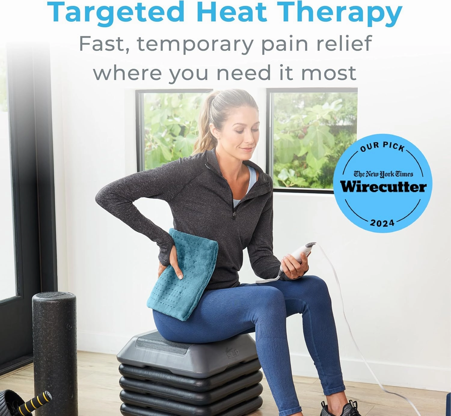 Pure Enrichment® PureRelief XL Heating Pad - 12" x 24" Electric Heating Pad for Back Pain & Cramps, 6 Heat Settings, FSA/HSA Eligible, Soft Machine Wash Fabric, Auto-Off & Moist Heat (Blue)