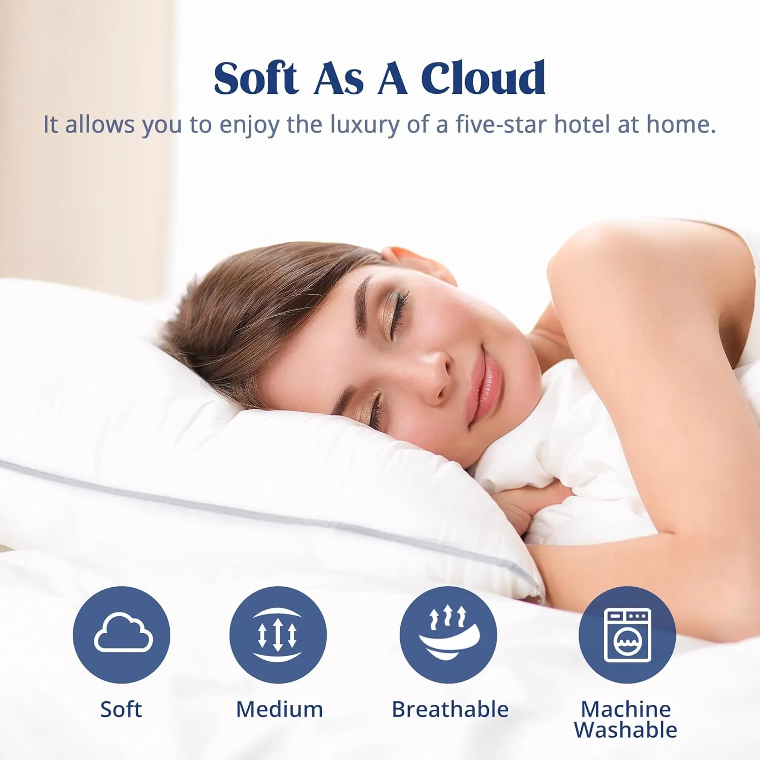 puredown® Goose Feather Down Pillows - Soft Fluffy Luxury Hotel Collection Bed Pillow Queen Size Set of 2 for Back, Stomach or Side Sleeper.