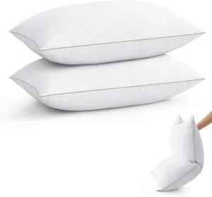 puredown® Goose Feather Down Pillows - Soft Fluffy Luxury Hotel Collection Bed Pillow Queen Size Set of 2 for Back, Stomach or Side Sleeper.