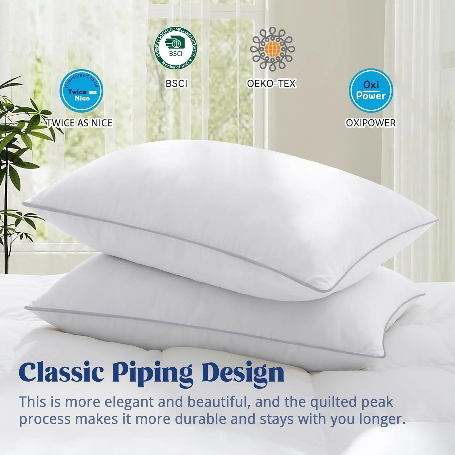 puredown® Goose Feather Down Pillows - Soft Fluffy Luxury Hotel Collection Bed Pillow Queen Size Set of 2 for Back, Stomach or Side Sleeper.