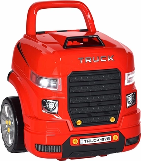 Qaba Kids Truck Engine Toy, Kids Mechanic Car Repair Set, Engine Disassembly Play Workshop, Includes 61 Pieces, Steering Wheel, Horn, Light for 3-5 Years Old, Red