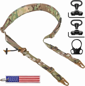 QD Sling 2 Point Sling Swivel Quick Adjust Gun Sling with HK Hook Soft Shoulder Pad, Rifle Sling for Hunting Tactical Strap