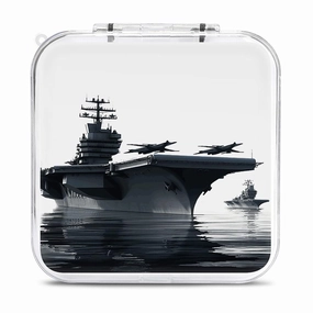 QMNBTES Aircraft Carrier Switch Game Case Switch Game Holder Cartridge Case Storage 12 Games & 2 Micro Sd Card Slots, Travel Carry Cases, Portable Games Card Storage, Hard Shell, Buckle Closure