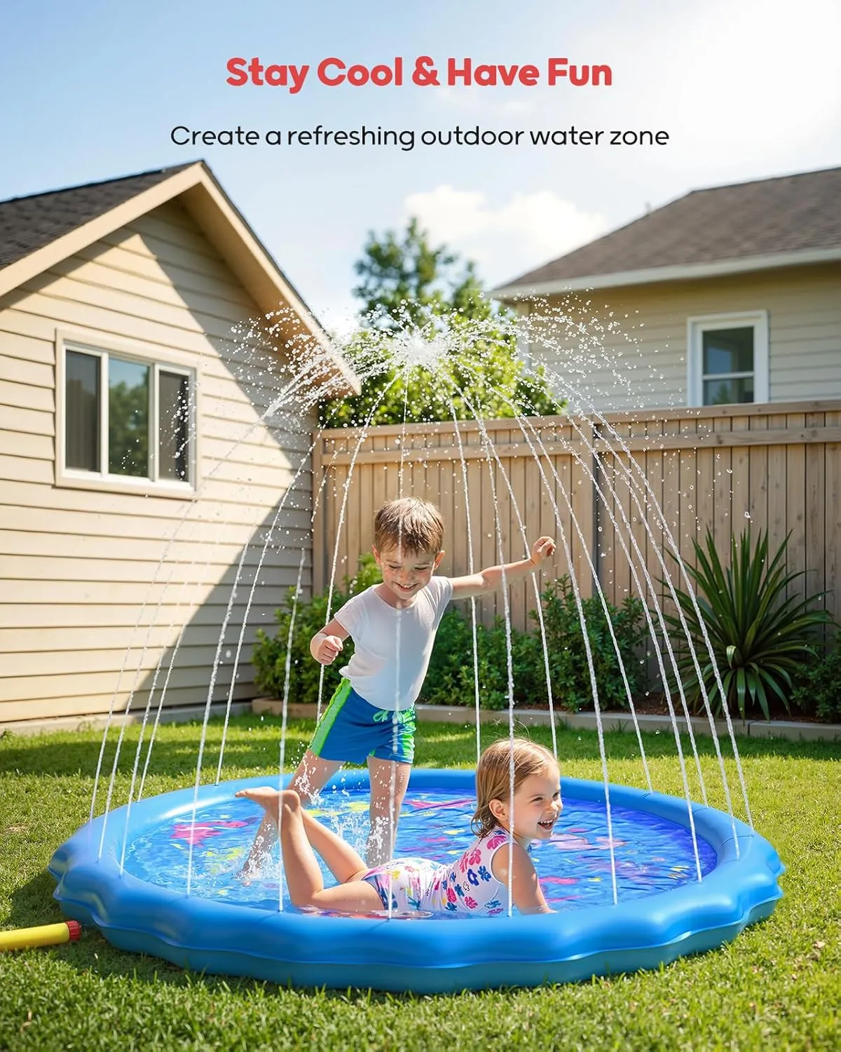 QPAU Splash Pads for Toddlers 1-3, Durable 67" Baby Splash Pad, Outdoor Sprinkler for Kids Toddler Toys, Summer Water Play Mat for Girl Boy Birthday Gift 2 Year Old