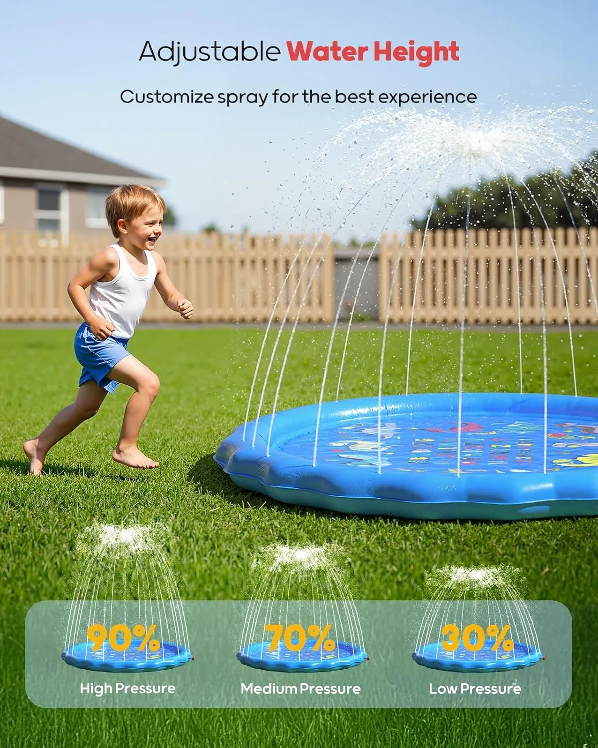 QPAU Splash Pads for Toddlers 1-3, Durable 67" Baby Splash Pad, Outdoor Sprinkler for Kids Toddler Toys, Summer Water Play Mat for Girl Boy Birthday Gift 2 Year Old