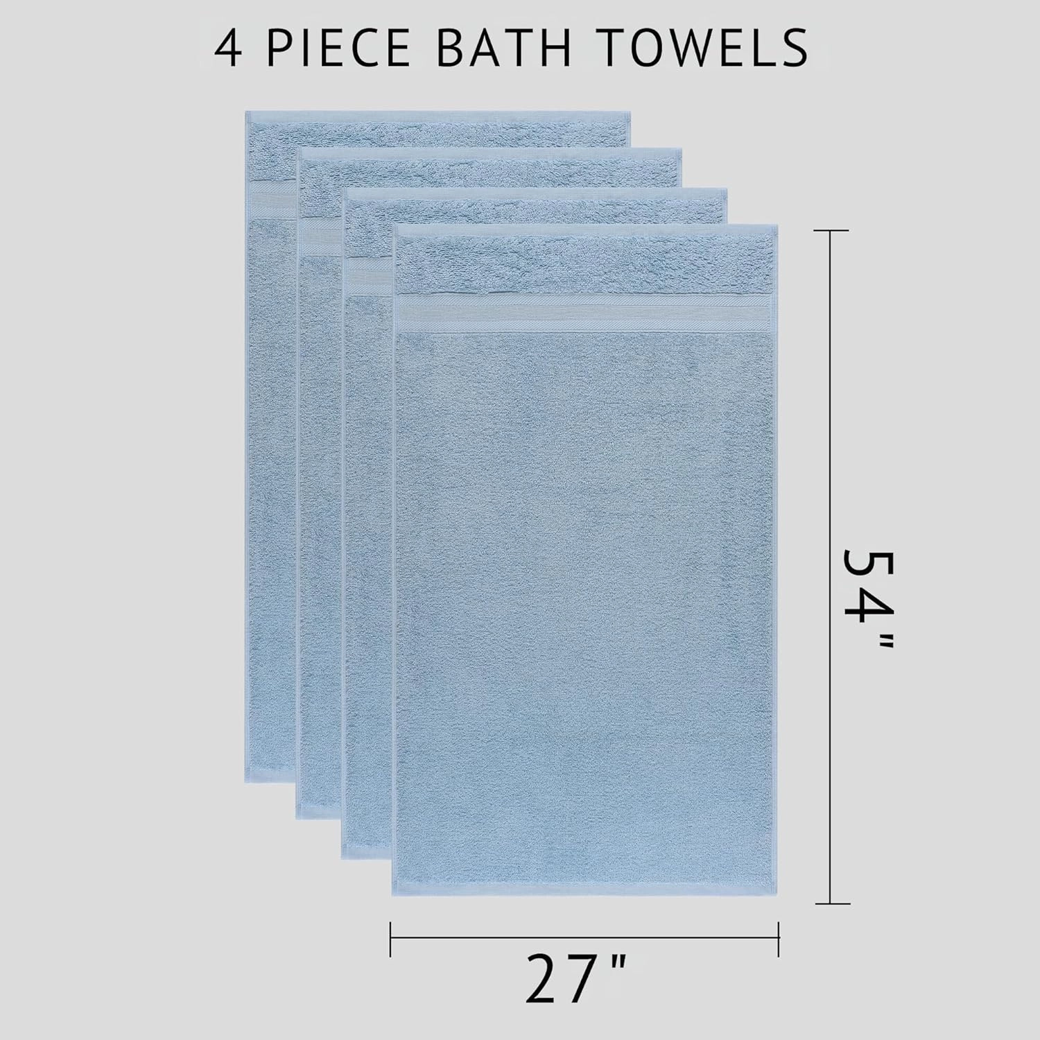Quick-Dry, Soft & High Absorbent Bath Towels 27"x54" Cotton Turkish Bath Towel Set of 4 | Daily Use 100% Cotton Towels for Bathroom, Gym & More | Bathroom Towels Set (4 Pcs, Blue)