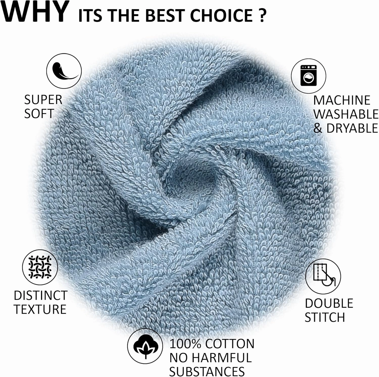 Quick-Dry, Soft & High Absorbent Bath Towels 27"x54" Cotton Turkish Bath Towel Set of 4 | Daily Use 100% Cotton Towels for Bathroom, Gym & More | Bathroom Towels Set (4 Pcs, Blue)