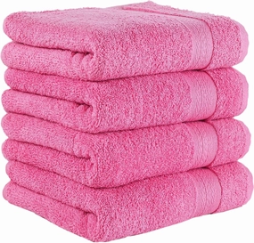 Quick-Dry, Soft & High Absorbent Hand Towels 16"x29" Cotton Turkish Hand Towel Set of 4 | Daily Use 100% Cotton Towels for Bathroom, Gym & More | Bathroom Hand Towels (4 Pcs, Hot Pink)