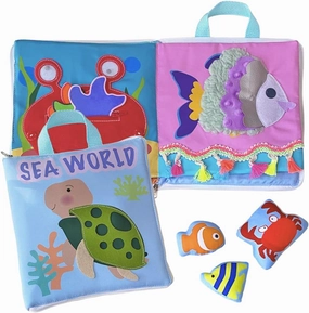 Quiet Toddlers Educational - 8 Pages of Learning Fun for Quiet Play with Preschool Activities Fabric Book - Montessori Toy for Travel (Sea World)