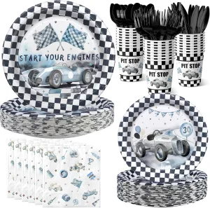 Race Car Birthday Party Decorations, Watercolor Race Car Birthday Party Favors, Racing Party Supplies, Race Car Theme Birthday Party Tableware