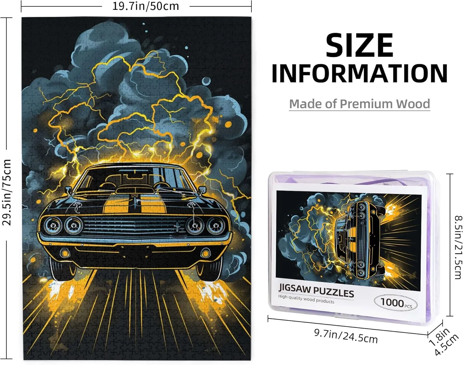 Racing Car 1000 Piece Wooden Puzzles,Creative Activity Hobbies for Adults,Classic Racing Car Stress Relieving Puzzle,Great for Relaxation and Display for Puzzle Enthusiasts,Stunning Artwork