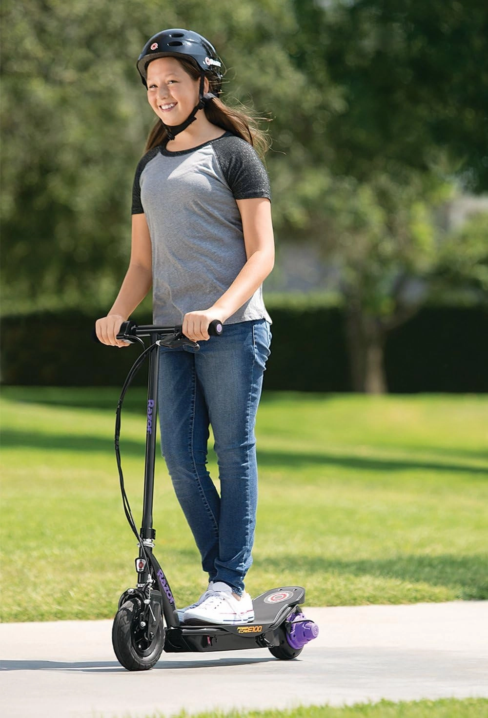 Razor Power Core E100 Electric Scooter - 100w Hub Motor, 8" Air-Filled Tire, Up to 11 mph and 60 min Ride Time, for Kids Ages 8 and Up