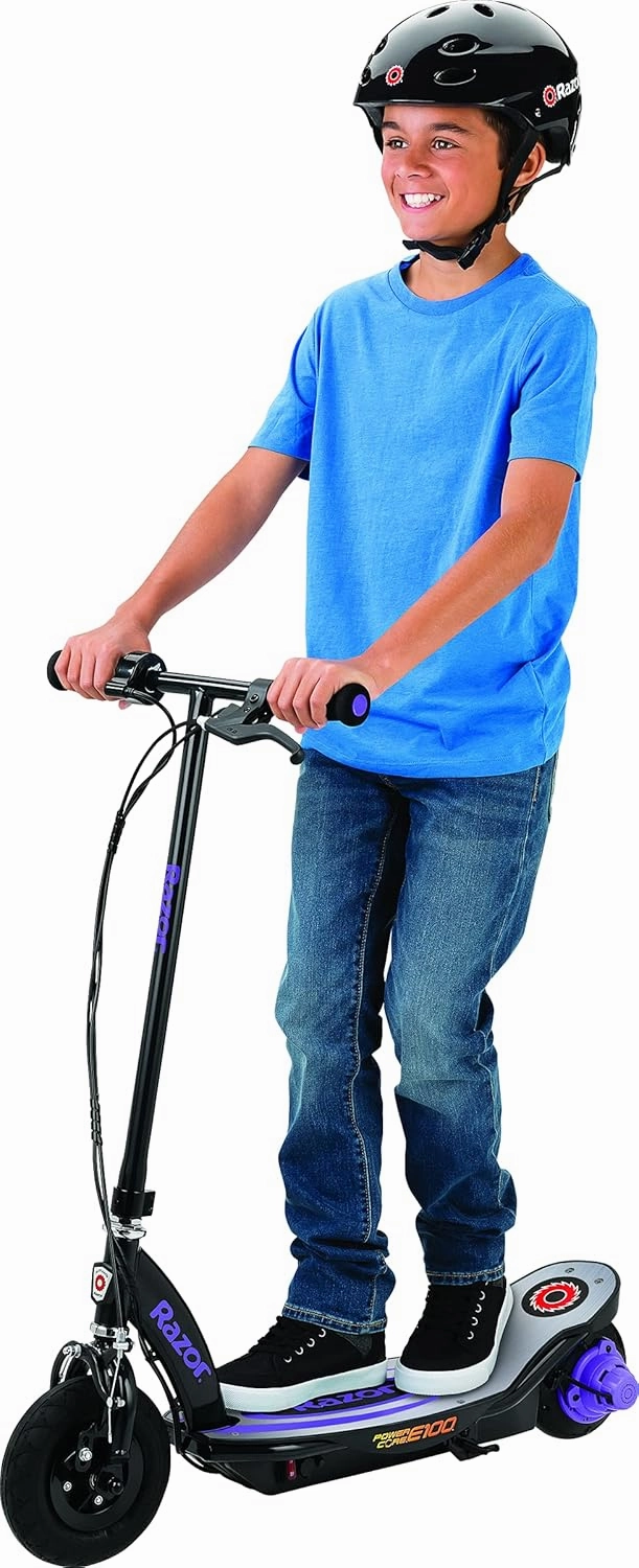 Razor Power Core E100 Electric Scooter - 100w Hub Motor, 8" Air-Filled Tire, Up to 11 mph and 60 min Ride Time, for Kids Ages 8 and Up