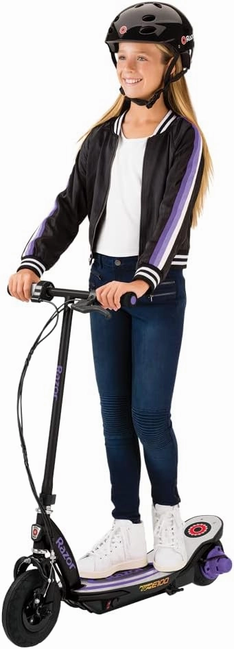 Razor Power Core E100 Electric Scooter - 100w Hub Motor, 8" Air-Filled Tire, Up to 11 mph and 60 min Ride Time, for Kids Ages 8 and Up