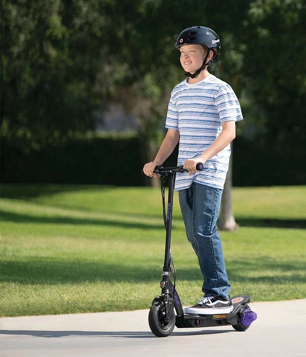 Razor Power Core E100 Electric Scooter - 100w Hub Motor, 8" Air-Filled Tire, Up to 11 mph and 60 min Ride Time, for Kids Ages 8 and Up
