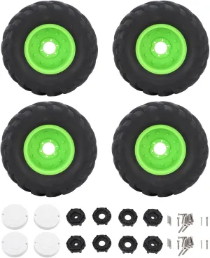 RC Car Tires Wheels Heavy Duty Rubber Grip Durable Performance Upgrade for Losi Axial 1/8 Scale Remote Control Vehicles Plastic Hub 165mm Diameter 4PCS Set (Green)