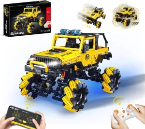 RC Pickup Truck Car Building Set for Adults,Boys,Men,1490 Pieces Building Blocks APP Remote Control Vehicles Toys Gifts,Compatible with Technic Car(Yellow)