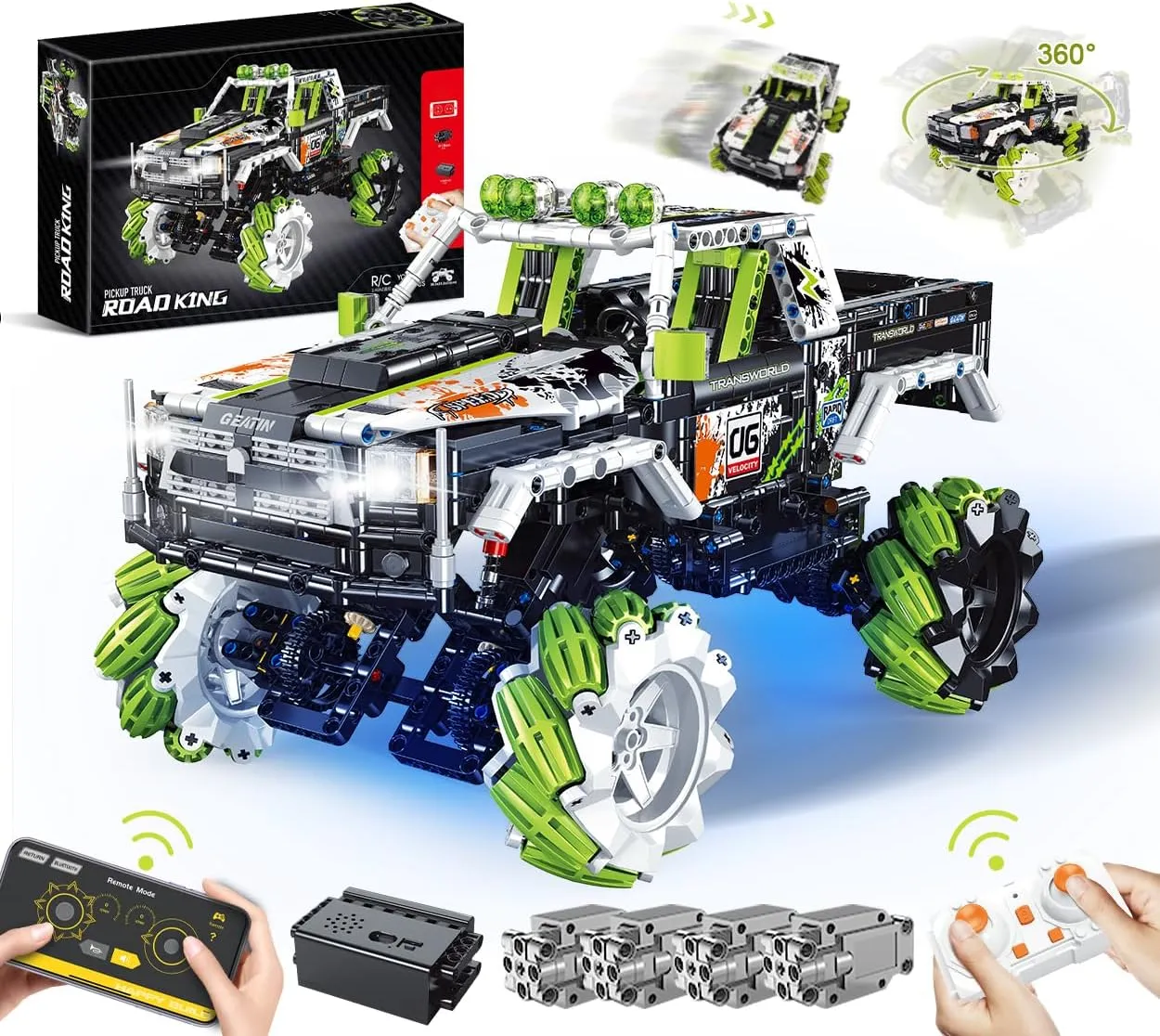 RC Pickup Truck Car Building Set for Adults,Boys,Men,1550 Pieces Building Blocks APP Remote Control Vehicles Toys Gifts,Compatible with Technic Car