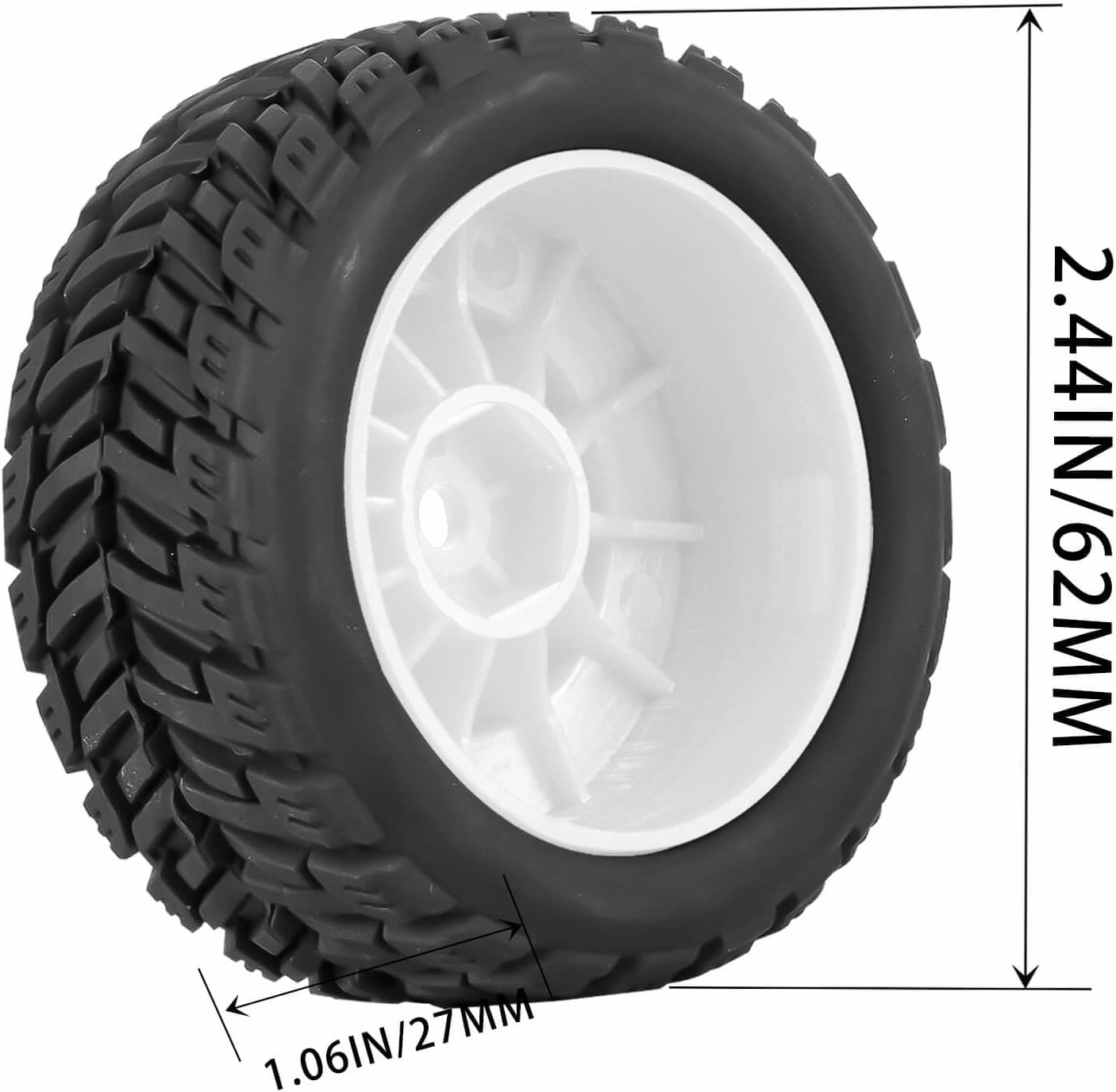 RC Wheels for 1/14 Mini Mojave GROM RC Car,RC Tires Beadlock Wheels Hub Rim Tires Wheels and Plastic Wheel hub White(4PCS)
