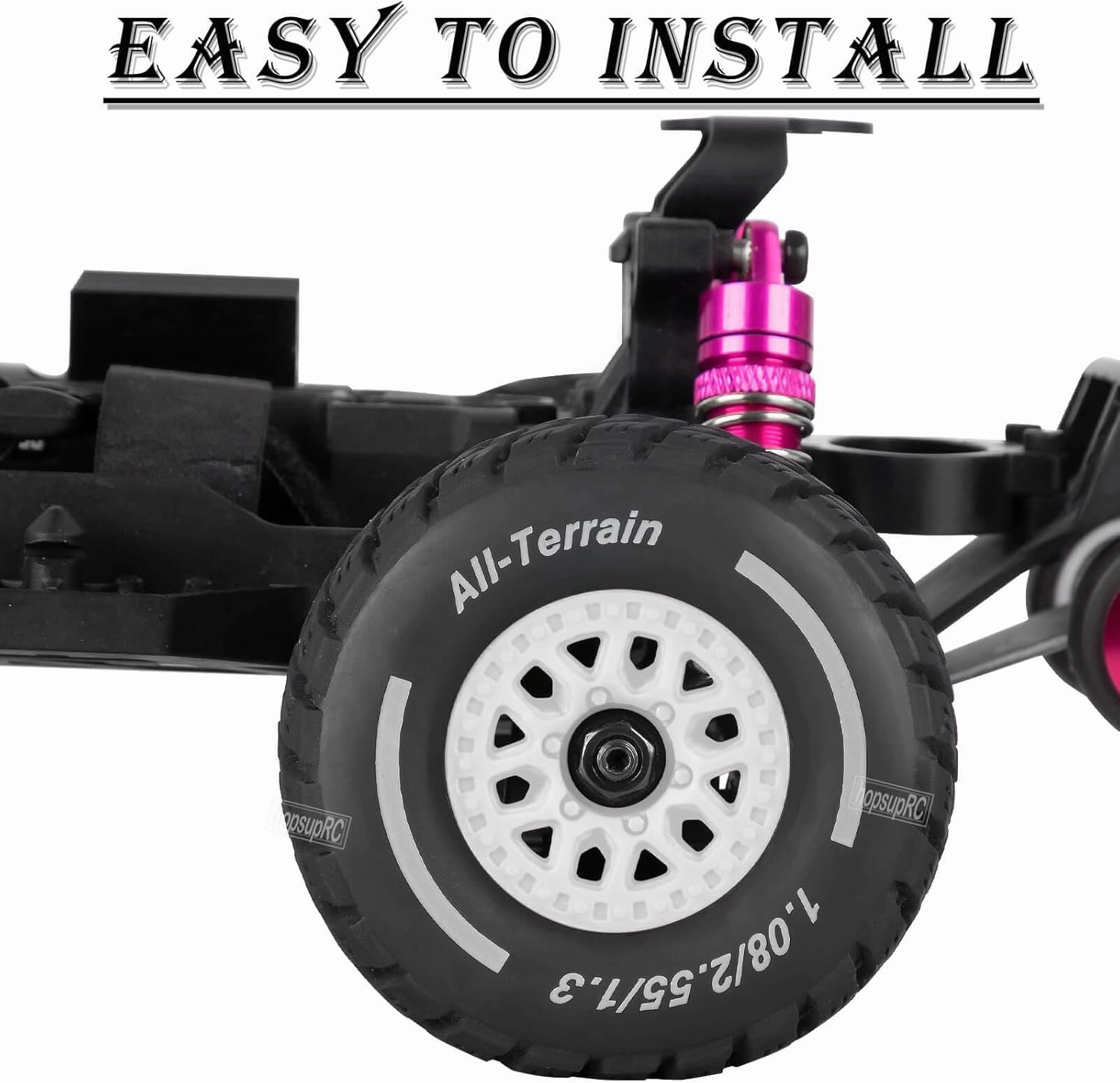 RC Wheels for 1/14 Mini Mojave GROM RC Car,RC Tires Beadlock Wheels Hub Rim Tires Wheels and Plastic Wheel hub White(4PCS)