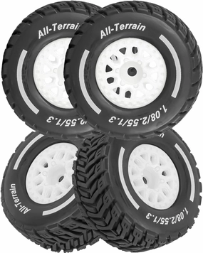 RC Wheels for 1/14 Mini Mojave GROM RC Car,RC Tires Beadlock Wheels Hub Rim Tires Wheels and Plastic Wheel hub White(4PCS)