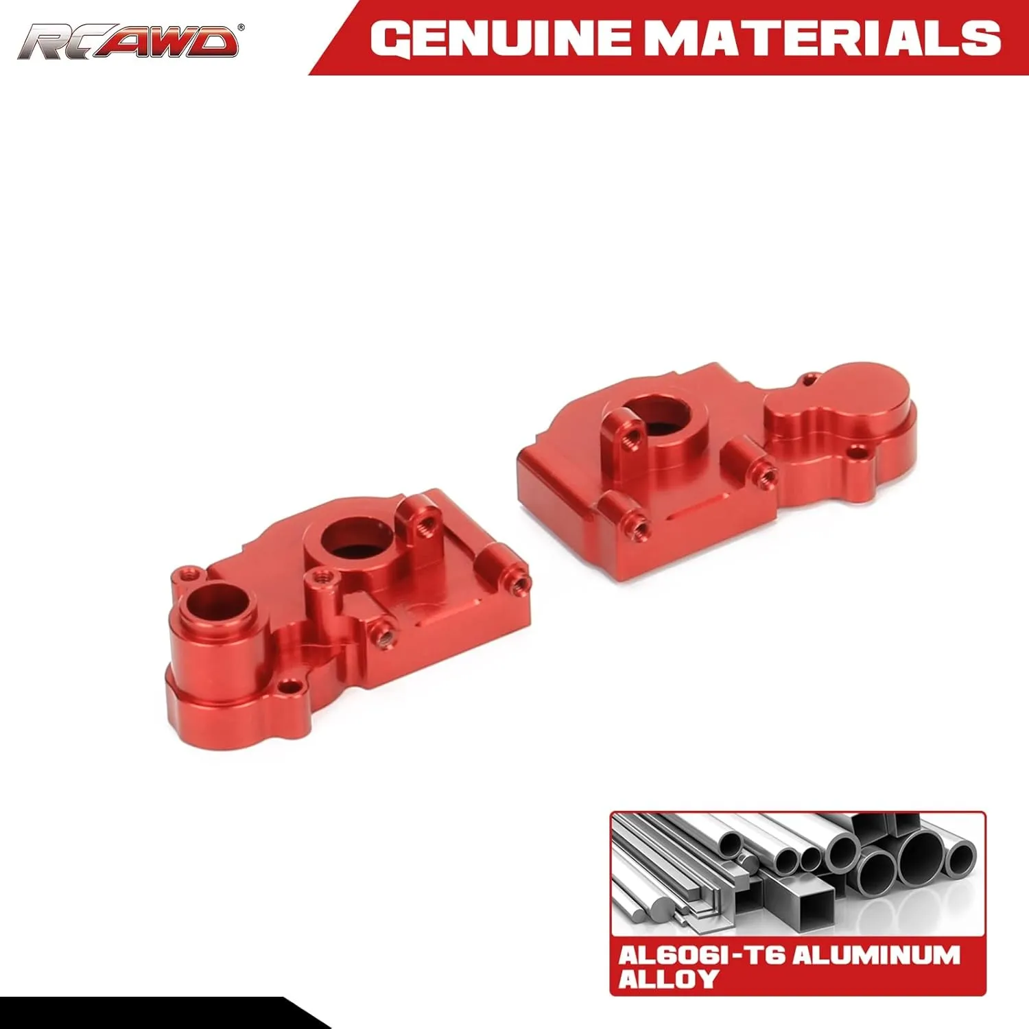 RCAWD Transmission Case Housing for 1/18 Losi Mini-T 2.0 & 1/16 Losi Mini-B Upgrades, Aluminum Parts #LOS212017 Red