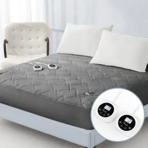 Reaks Electric Mattress Pad California King Size, Quilted Heated Mattress Pad Dual Control with 10 Heat Settings, ETL Certified Bed Warmer with Timer for 1-12 Hours Auto Off, Lighted Button, Grey