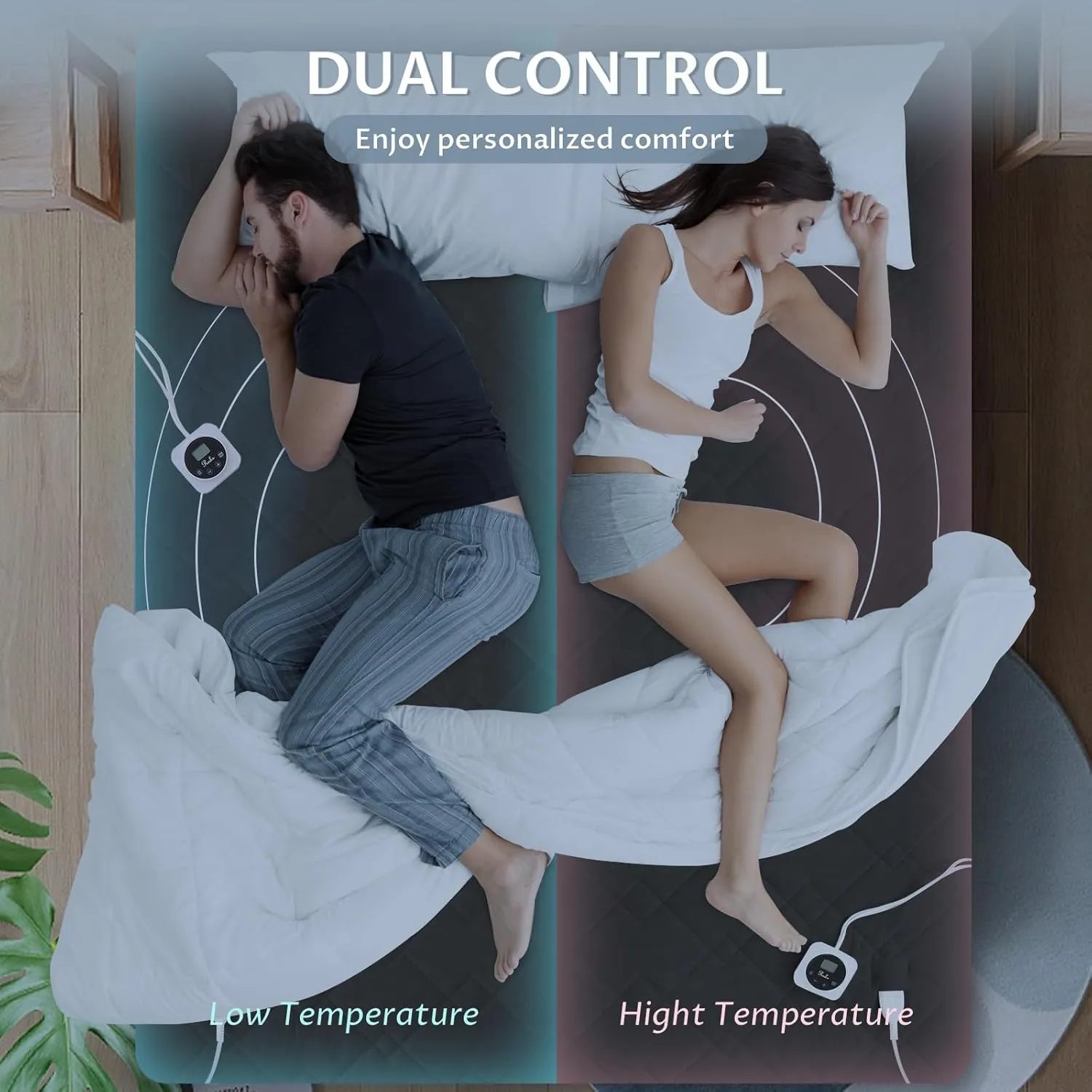 Reaks Electric Mattress Pad California King Size, Quilted Heated Mattress Pad Dual Control with 10 Heat Settings, ETL Certified Bed Warmer with Timer for 1-12 Hours Auto Off, Lighted Button, Grey