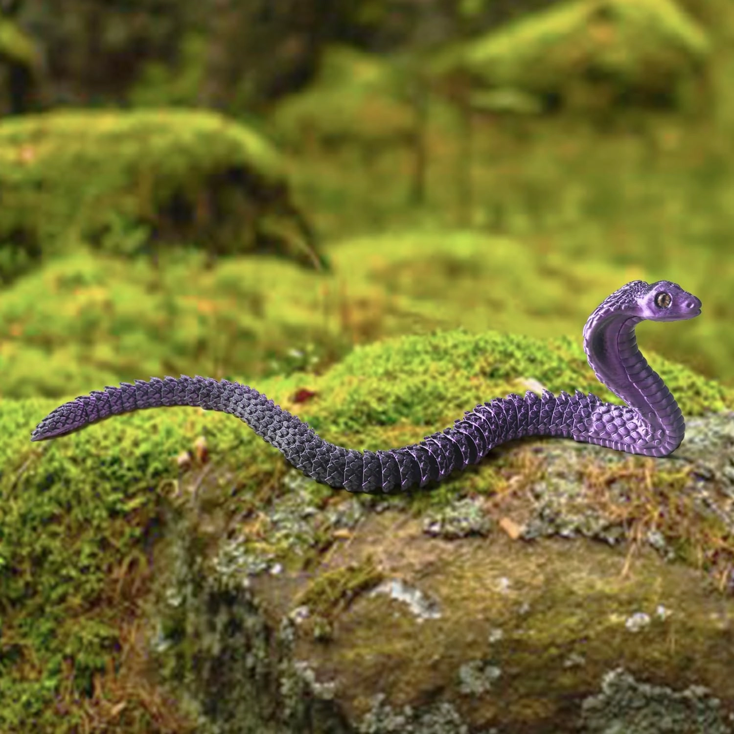 Realistic Fake Cobra Snakes Toy Soft PLA Snake Figure Lifelike Snake Animals Plush Toy Python Action Model Snake Toy Figurines Stress Relief Toys Gifts(Blue Purple)