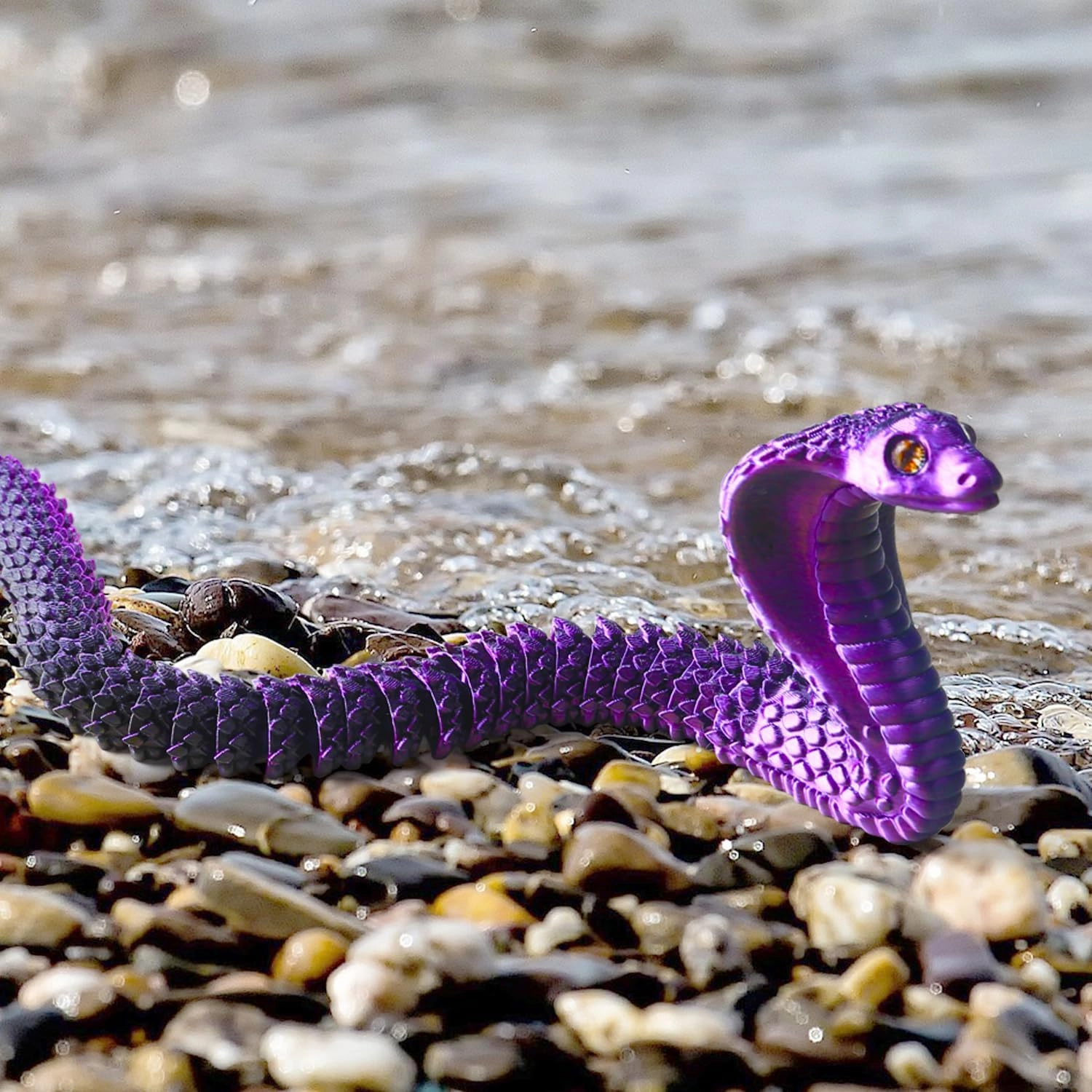 Realistic Fake Cobra Snakes Toy Soft PLA Snake Figure Lifelike Snake Animals Plush Toy Python Action Model Snake Toy Figurines Stress Relief Toys Gifts(Blue Purple)