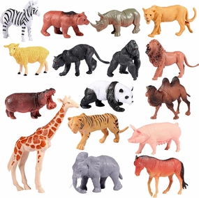 Realistic Giant Jungle Animal Toy Set -16 Plastic African Wildlife Toys, Suitable for 3-5 Year Old Children, Perfect for Parties
