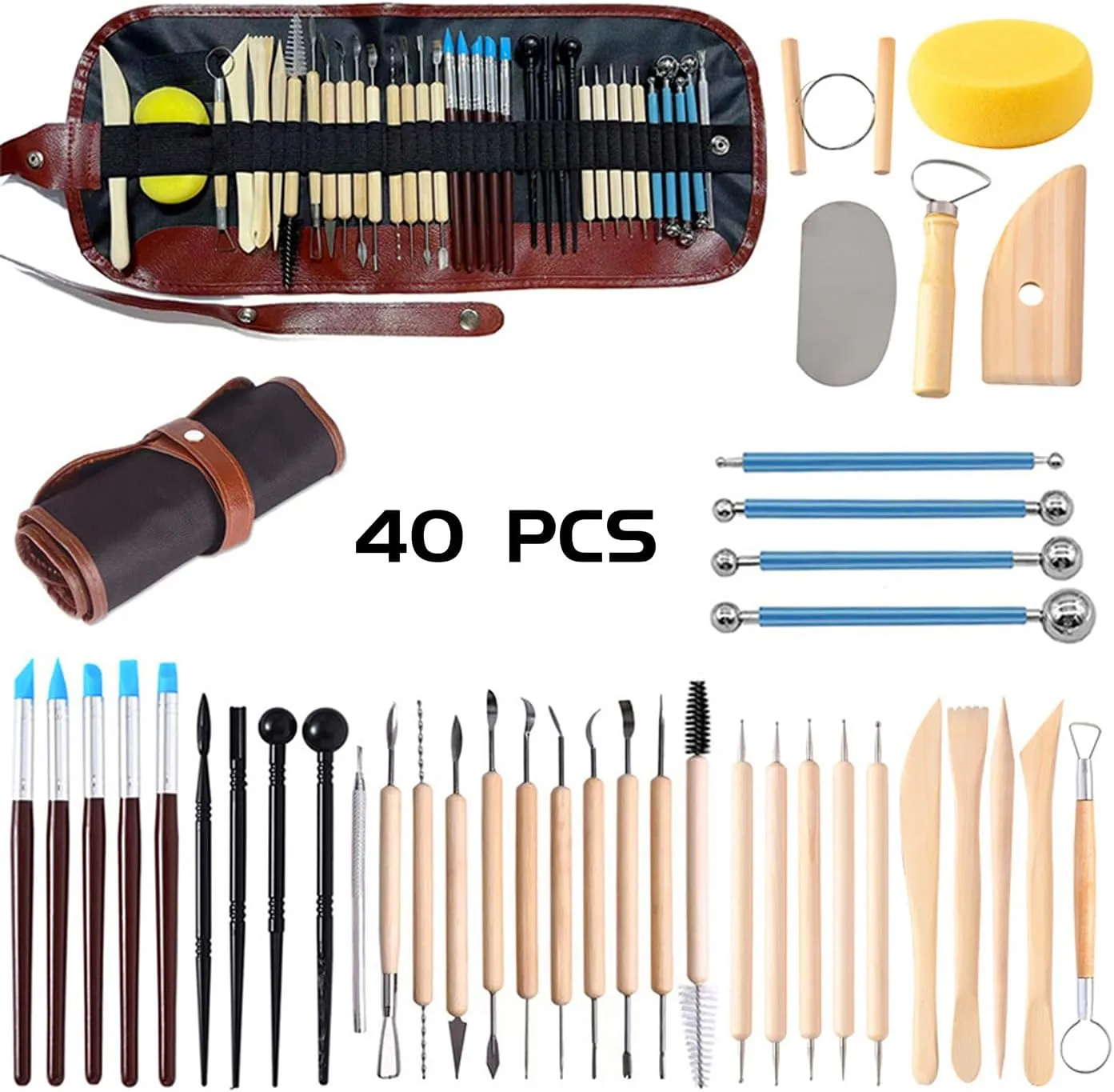 ReArt Natural Air-Dry Modeling Clay - 10LBs with 40 Pcs Pottery Sculpting Tool Set, All-Purpose Clay (Gray)