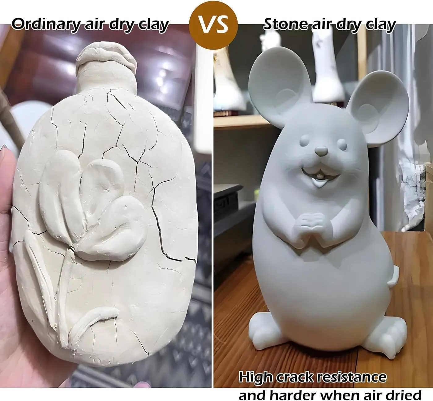 ReArt Stone Air Dry Modeling Clay, for Sculpting, Wheel Throwing, Hand Building, All-Purpose Modeling Clay 10lbs for Sculpting (Gray)
