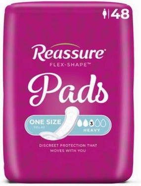 Reassure Flex-Shape Pads, Heavy Absorbency - 48 per Bag