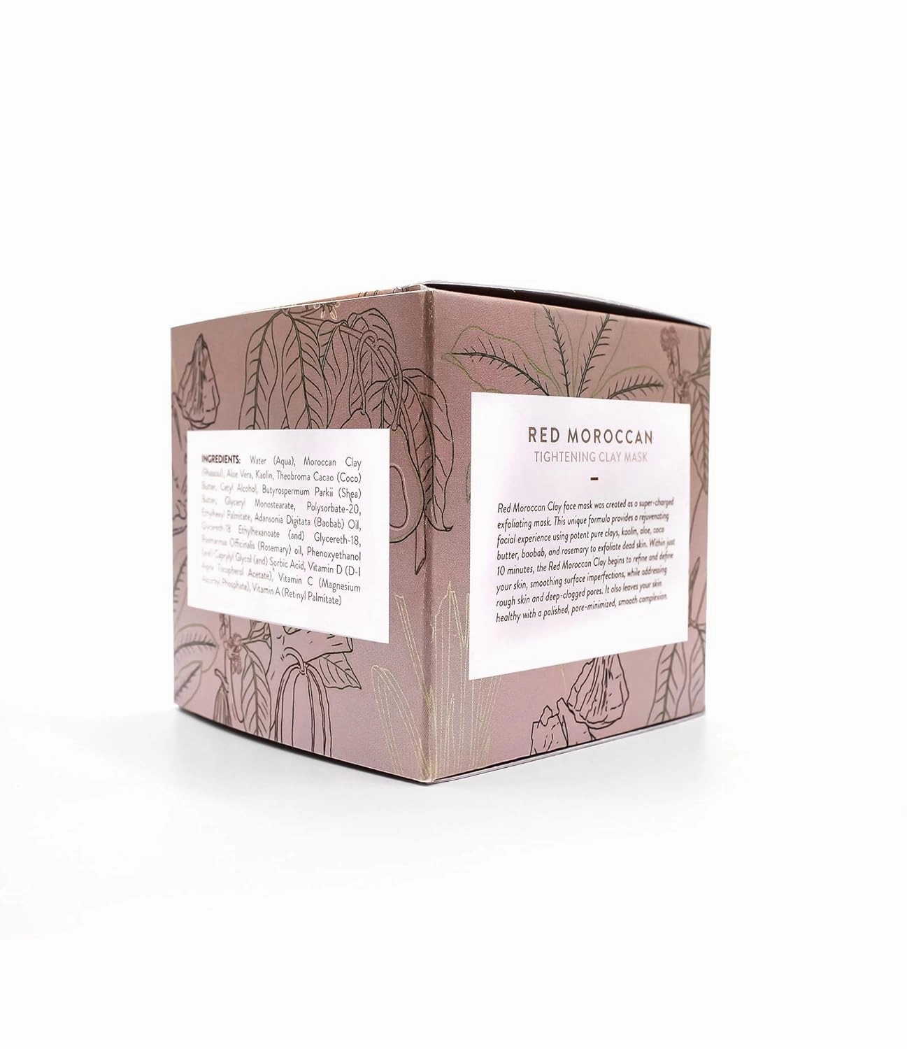 RED MOROCCAN CLAY MASK A Natural Exfoliating and Tightening Mask, Formulated with Red Moroccan Clay infused with vitamins A, C, and E, Rosemary and more to Tighten the skin. 4 oz Jar