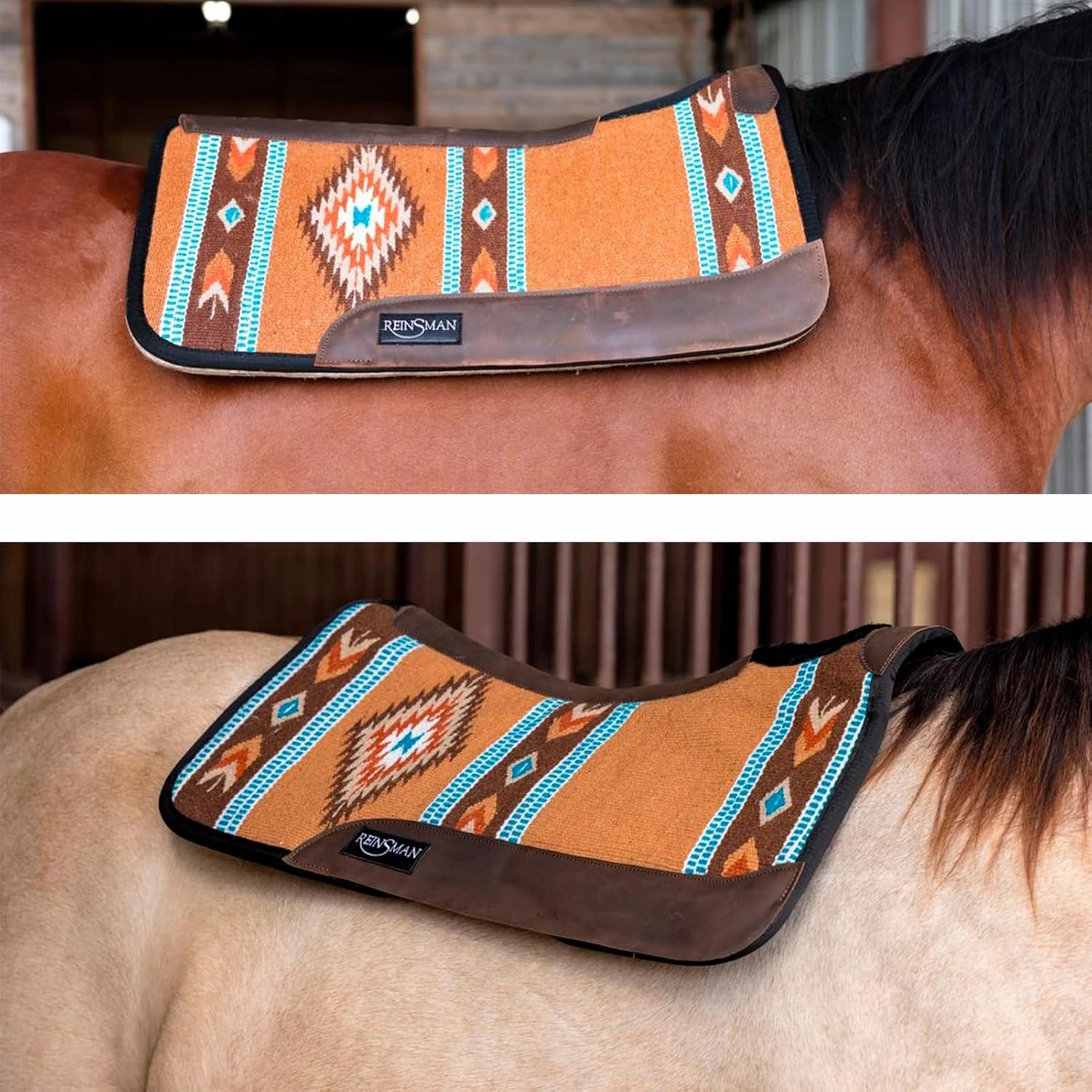 Reinsman APEX Ranahan Wool Soft Breathable Shock-Absorbing Fleece-Lined Moisture-Wicking Contoured Back Protection Wither Relief Horse Riding Saddle Pad
