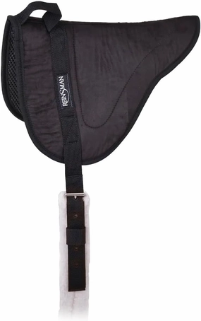 Reinsman Bareback Controur Non-Slip Tacky Too Soft Breathable Felt-Lined Shock-Absorbing Contoured Spine Horse Riding Pad, Security Hand Hold, Fleece Cinch