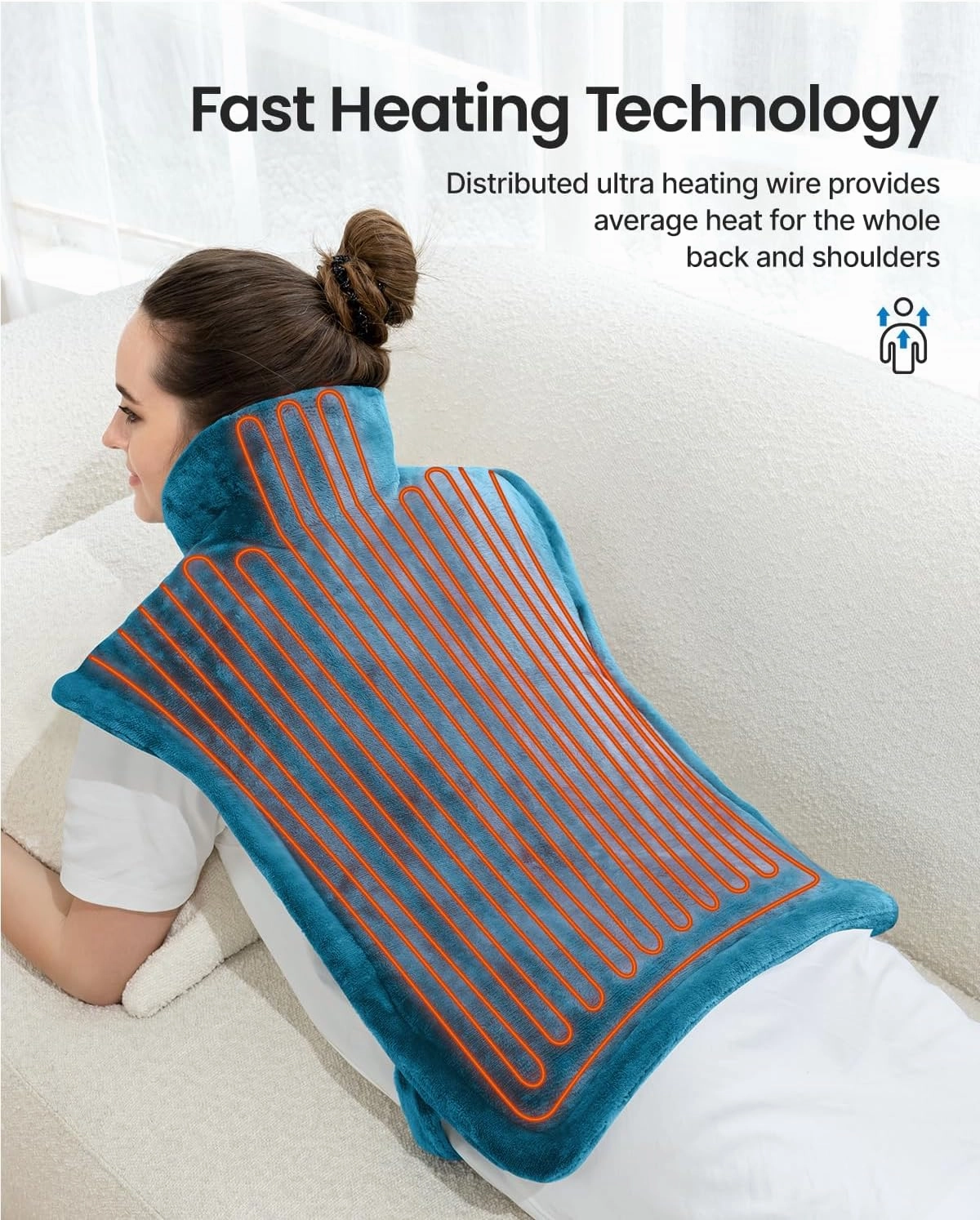 RENPHO Father's Day Gifts for Dad, Heating Pad for Neck and Shoulders and Back Pain Relie, Birthday Gifts for Women Men, FSA HSA Eligible, 24"x33" Electric Heat Pad, Auto Shut Off, ETL Certified Blue