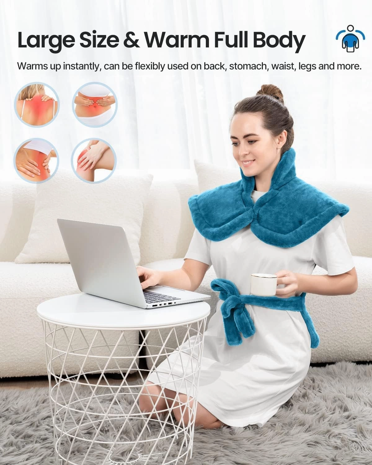 RENPHO Father's Day Gifts for Dad, Heating Pad for Neck and Shoulders and Back Pain Relie, Birthday Gifts for Women Men, FSA HSA Eligible, 24"x33" Electric Heat Pad, Auto Shut Off, ETL Certified Blue