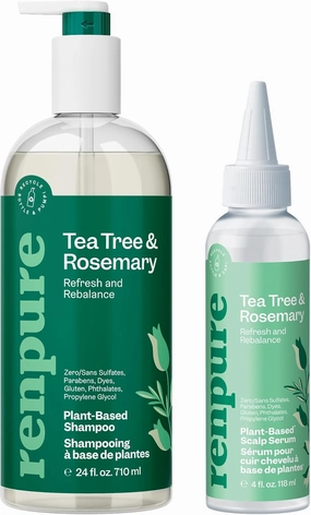 RENPURE Tea Tree & Rosemary Shampoo & Scalp Serum - Plant Based* Refresh & Reblance Set